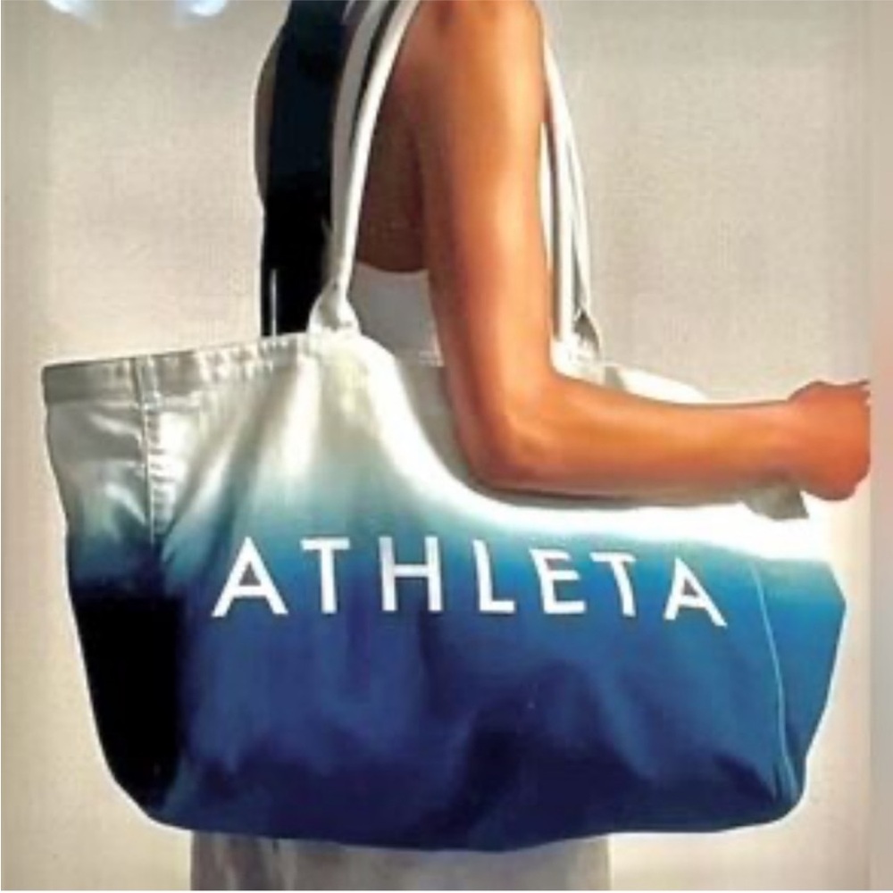 Athleta Blue Ombré Cotton Large Tote Bag.